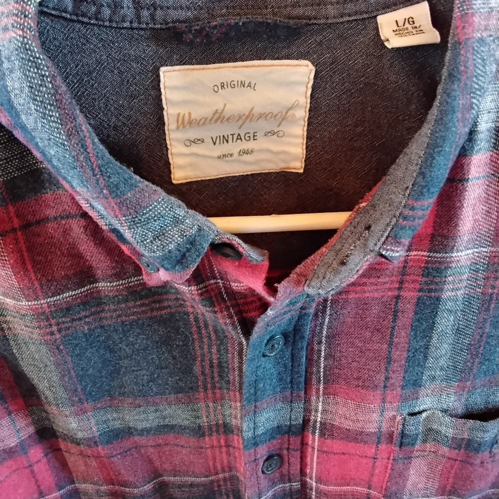 Weatherproof Vintage Men's Classic Long Sleeve Plaid Flannel Button Down Shirt L - Picture 2 of 3